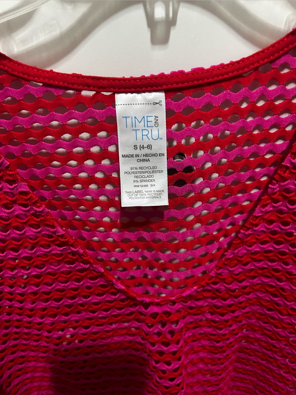 (SMALL) Time and Tru Mesh Pink and Red Cover-Up Top - Picture 2 of 2